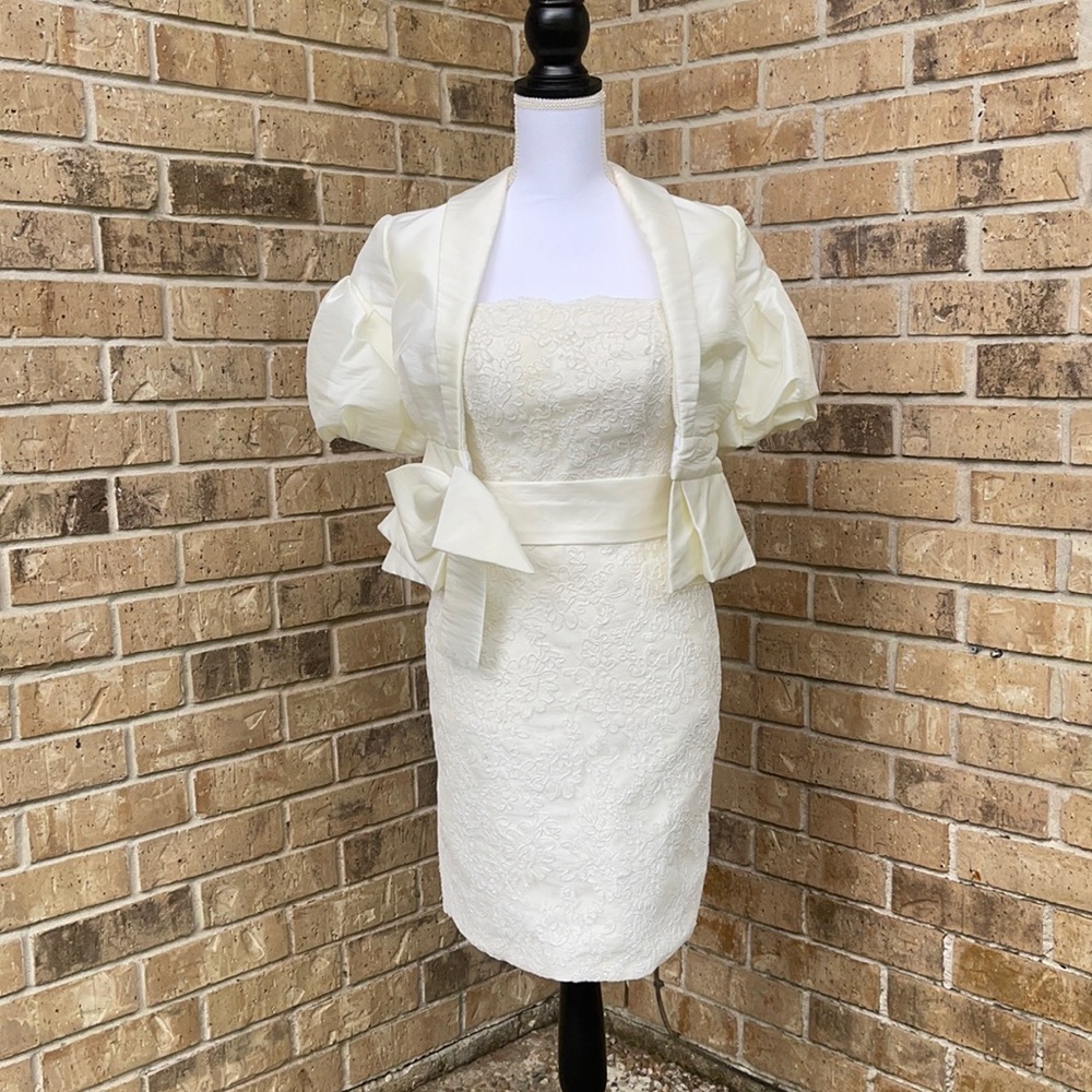 Beautiful lace dress with jacket.  Custom made.